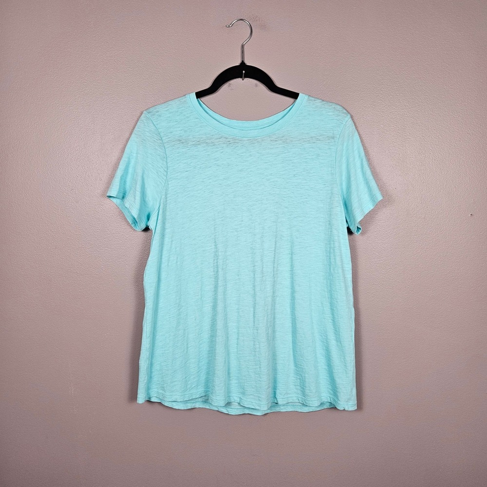 Eileen Fisher Women's M Slubby Jersey Crew Neck Short Sleeve Tee Seafoam Blue
